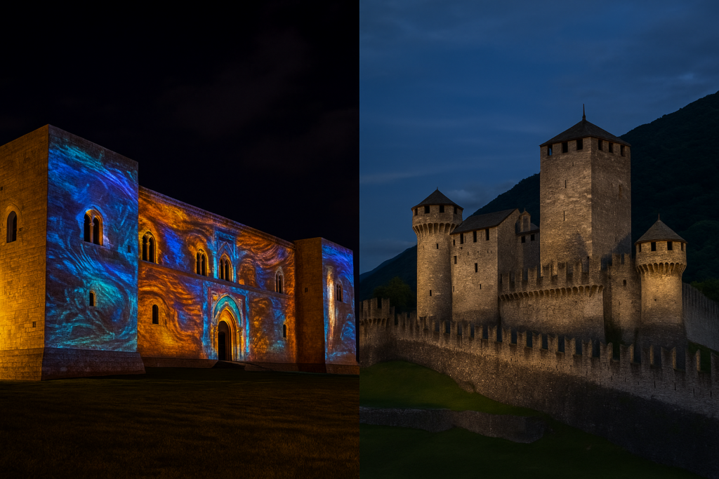 Castelli e fortezze europee con nuove esperienze: Lagopesole (Basilicata) con videomapping estivo e Montebello (Svizzera