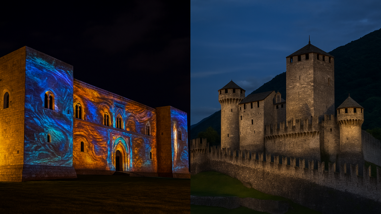 Castelli e fortezze europee con nuove esperienze: Lagopesole (Basilicata) con videomapping estivo e Montebello (Svizzera