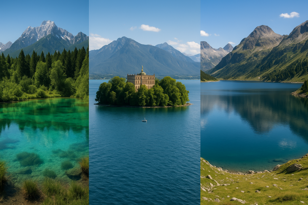 Laghi alpini da cartolina: Zelenci in Slovenia, Herrenchiemsee in Baviera e Chiemsee