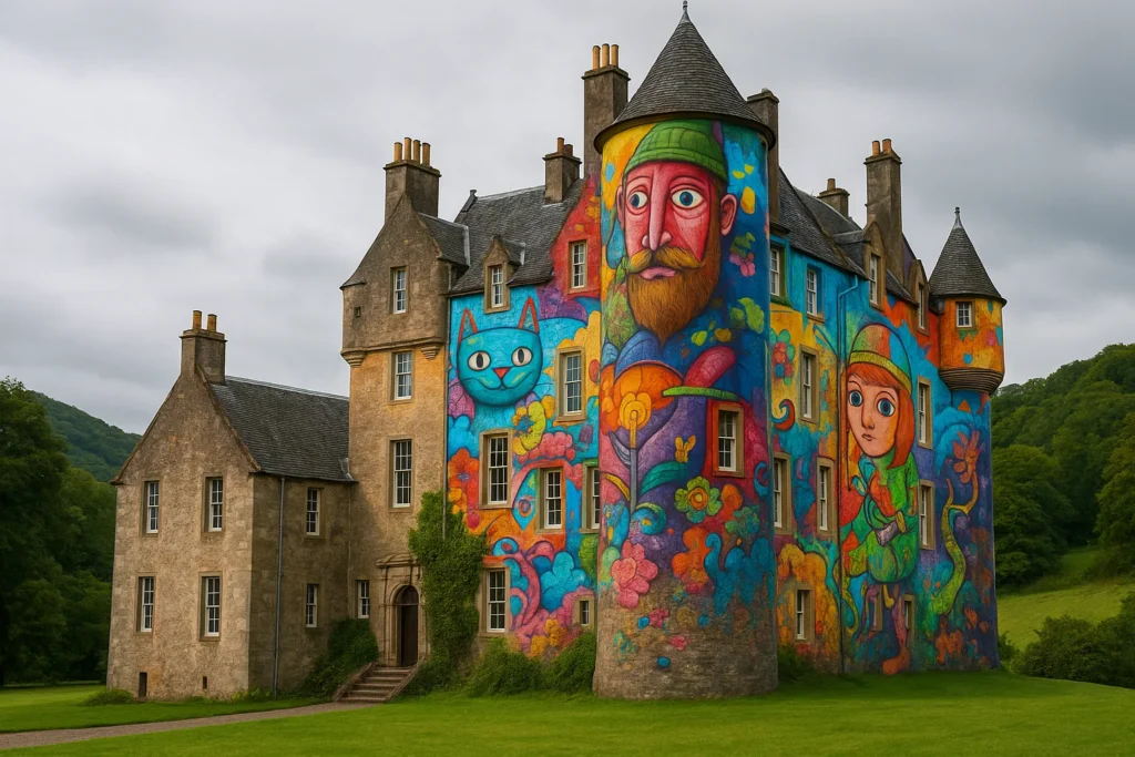 Kelburn Castle: il castello scozzese trasformato in opera d'arte dai graffiti brasiliani