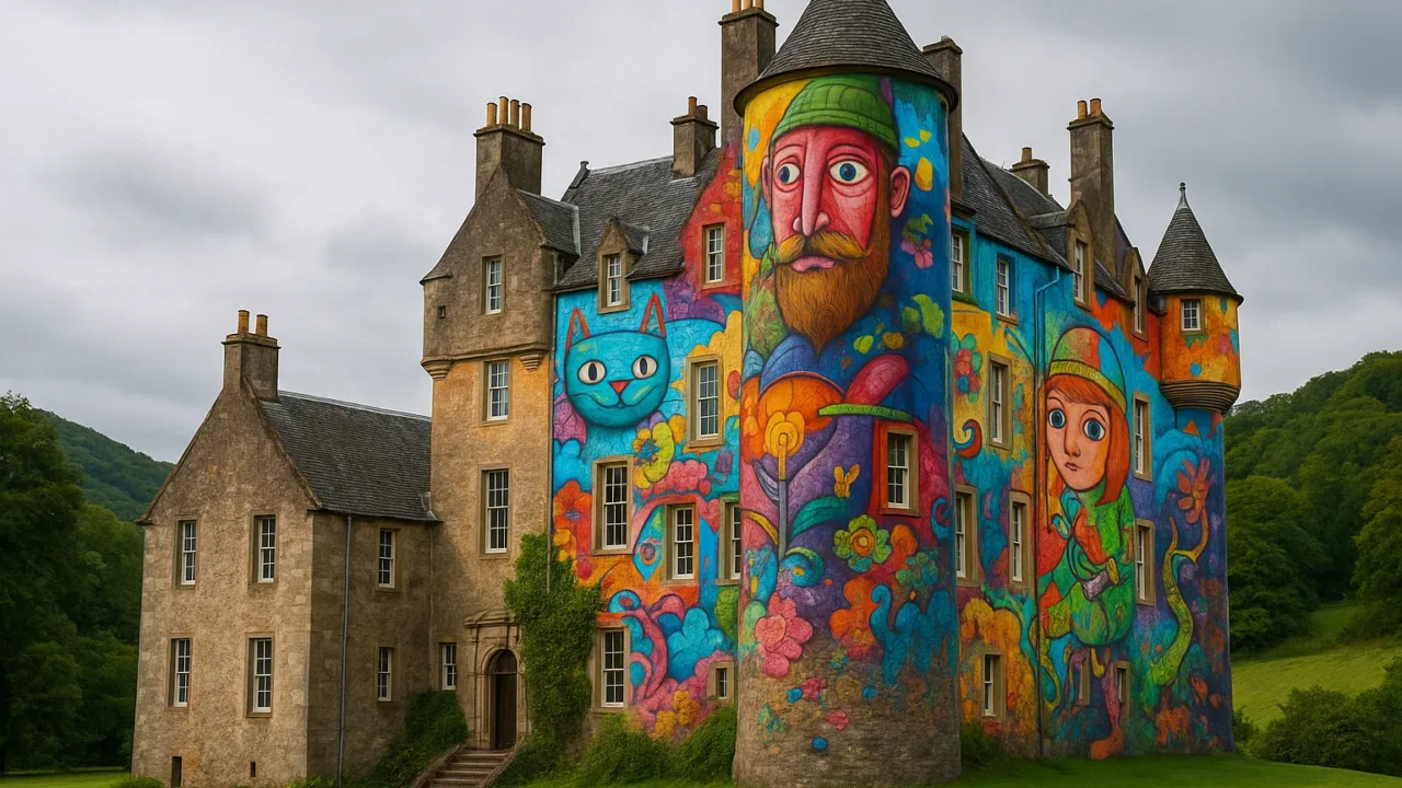 Kelburn Castle: il castello scozzese trasformato in opera d'arte dai graffiti brasiliani