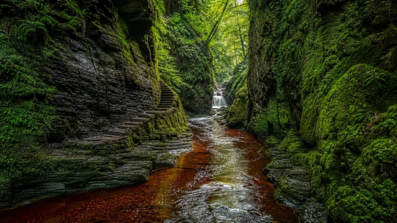Finnich Glen: la gola rossa della Scozia dove il mito incontra la geologia