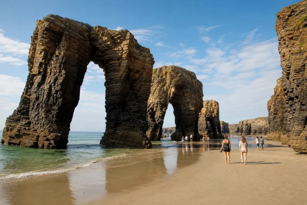 Spiaggia delle Cattedrali in Galicia: gli archi di roccia modellati dall'erosione marina