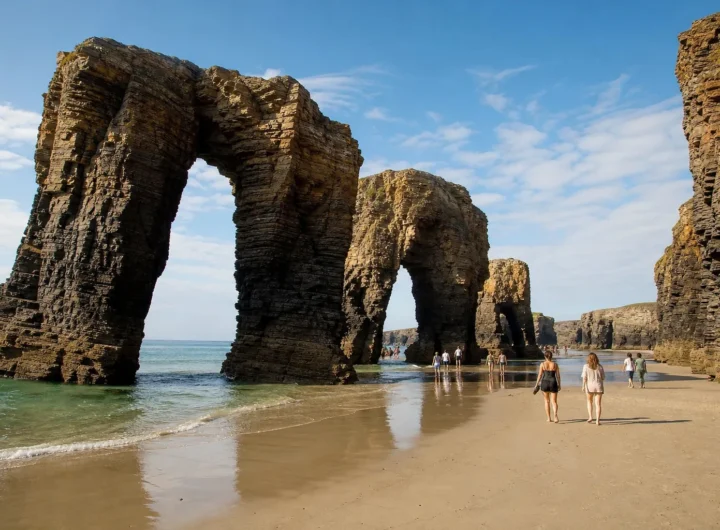 Spiaggia delle Cattedrali in Galicia: gli archi di roccia modellati dall'erosione marina